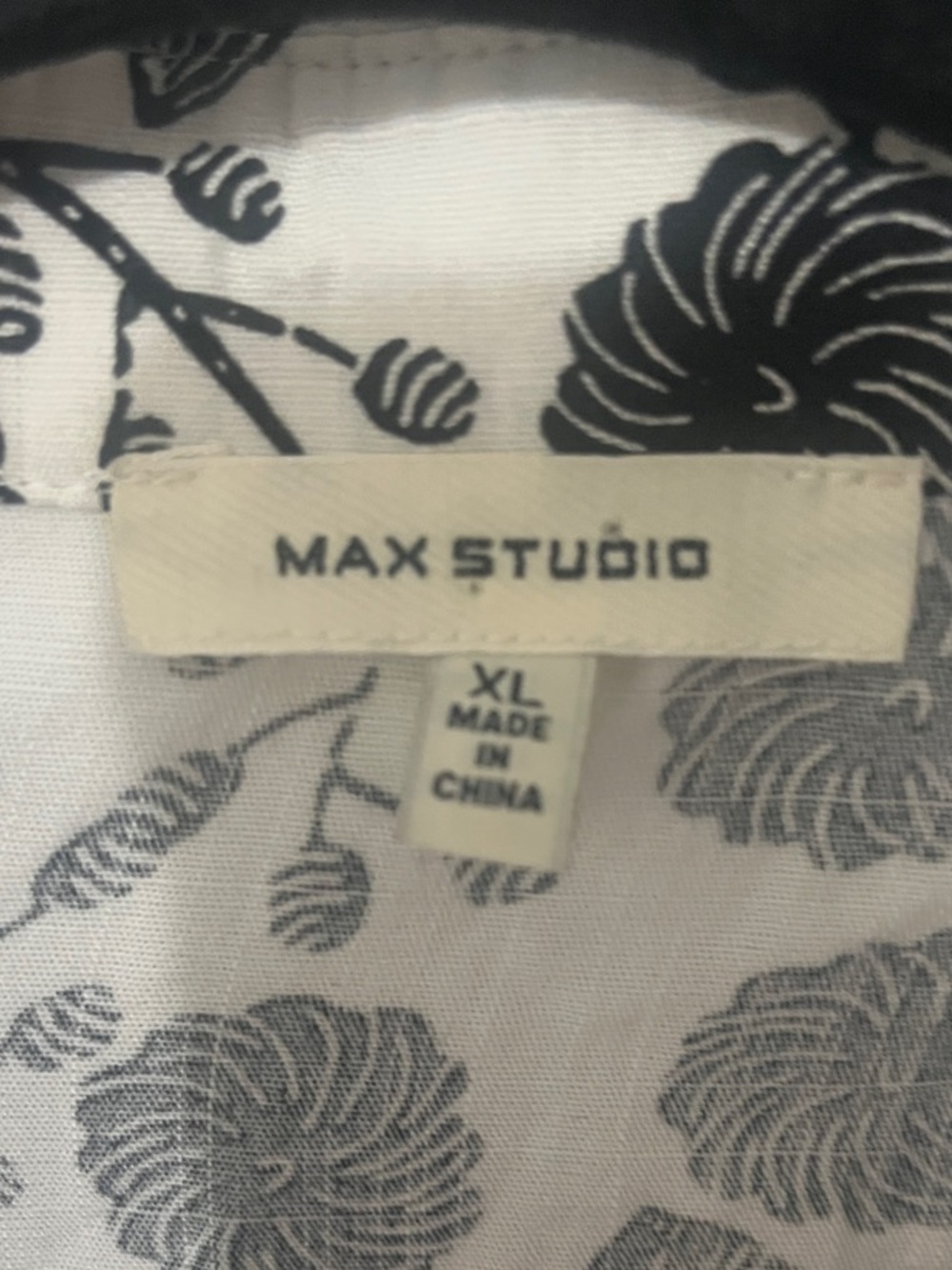 Max Studio Black & White Floral Button-Front Shirt - Picture 2 of 5